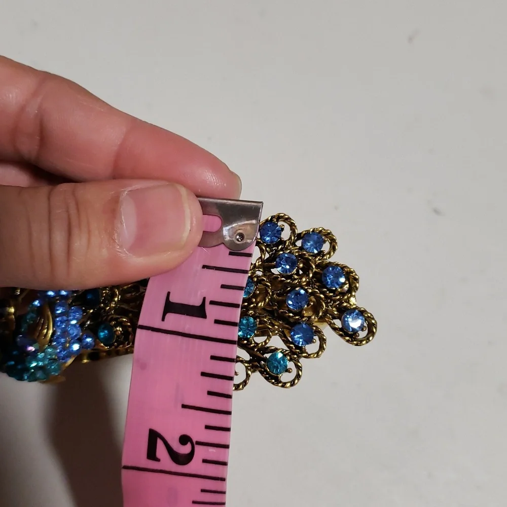 Vintage Womens Hair Barrette Peacock Rhinestone Hair Clip Victorian Timeless